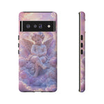 Cherub Cloud Throne Phone Case, Pastel Marble 3D Render Cover