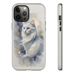 Turkish Angora Cat White Silk Portrait Art Tough Phone Case