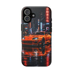 Orange Supra Phone Case, Neon City Night JDM Sports Car Tough Cover