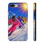Retro Skiers Phone Case | Neon 80s Skiing Tough Cover
