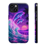 Neon Dolphin Ocean Vaporwave Art Tough Phone Case