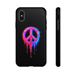 Glitch Peace Sign Phone Case, RGB Melt Digital Art Tough Cover, Gift
