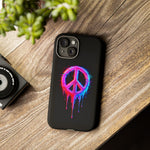 Glitch Peace Sign Phone Case, RGB Melt Digital Art Tough Cover, Gift