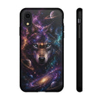 Cosmic Wolf Phone Case, Galaxy Nebula Portrait Tough Cover, Gift