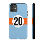 Copy of Blue Orange Number 20 Retro Racing Stripe Tough Phone Case Cover