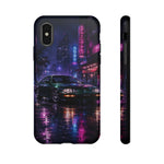 Neon City Night Prelude JDM Car phone case | Vaporwave rainy street