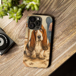 Guilty Basset Hound Phone Case, Muddy Watercolor Art Cover