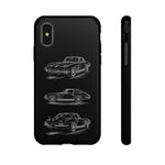 C2 Sting Ray Line Art Phone Case, Glowing Silver Three-View