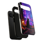 Lo-Fi Cat Neon Rain Window Vaporwave Art Tough Phone Case