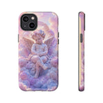 Cherub Cloud Throne Phone Case, Pastel Marble 3D Render Cover