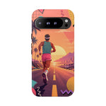 Retro Runner Sunset phone case | 80s Vaporwave jogging design