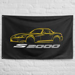 S2000 AP1 AP2 Wall Flag Banner 34x56 JDM Sports Car Garage Decor Yellow