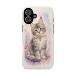 Maine Coon Watercolor Heart Phone Case Watercolor Kitten Art Gift