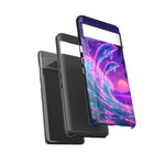 Neon Dolphin Ocean Vaporwave Art Tough Phone Case