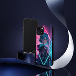 Anime Girl Phone Case Teal, Neon Kanji Calm Gradient Tough Cover