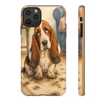 Guilty Basset Hound Phone Case, Muddy Watercolor Art Cover