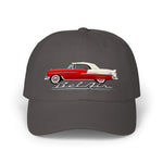 1955 Bel Air Convertible Dad Hat Classic Car Cap Adjustable Strap Red Cream