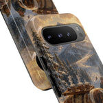 Saint Bernard Winter Rescue phone case | snowy mountain dog scene