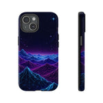 Retro Neon Mountains Phone Case | Vaporwave Galaxy Landscape