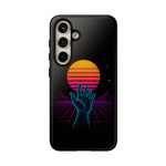 Synthwave Wireframe Hand Retro Sun Phone Case Tough Case