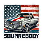 1987 Chevy Squarebody Truck Poster American Flag Patriotic Vintage Wall Art