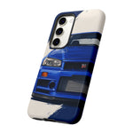 R34 Skyline GT-R Bayside Blue Tough Phone Case for 90s JDM Fans