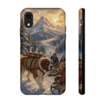 Saint Bernard Winter Rescue phone case | snowy mountain dog scene