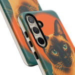 Siamese Cat Retro Halftone Portrait Case - Orange Teal Print