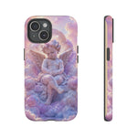 Cherub Cloud Throne Phone Case, Pastel Marble 3D Render Cover