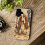 Guilty Basset Hound Phone Case, Muddy Watercolor Art Cover