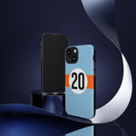 Copy of Blue Orange Number 20 Retro Racing Stripe Tough Phone Case Cover