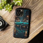 Vintage Teal 1957 Bel Air Classic Car Tough Case | Retro Rainy City Phone Cover