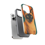 Siamese Cat Retro Halftone Portrait Case - Orange Teal Print