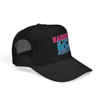 Raised In The 80s Hat Varsity Cap – 80s Childhood Nostalgia Gift Foam Trucker Snapback