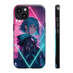 Anime Girl Phone Case Teal, Neon Kanji Calm Gradient Tough Cover