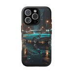 Vintage Teal 1957 Bel Air Classic Car Tough Case | Retro Rainy City Phone Cover