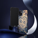 Pet Paw Print Phone Case Snow Heart Tough Cover Gift Art