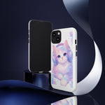 Pastel Cat Phone Case, Headphones Glitch Color Block Cover