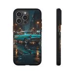 Vintage Teal 1957 Bel Air Classic Car Tough Case | Retro Rainy City Phone Cover