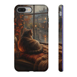 Rainy Window Cat Phone Case, Cozy Painterly Art Cover, Gift