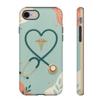 Stethoscope Heart Phone Case, Nurse Icon Teal Cover