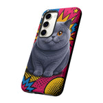 British Shorthair Round Pop Art Tough Phone Case