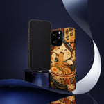 Ramen Cat Phone Case, Slurping Noodles Folk Art Cover, Gift