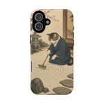 Zen Garden Cat Phone Case, Sand Spiral Japanese Art Cover