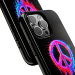 Glitch Peace Sign Phone Case, RGB Melt Digital Art Tough Cover, Gift