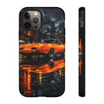 Orange Daytona Phone Case, Rainy City Night Muscle Car Tough Cover