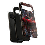 Red FD RX-7 Blossom Alley Tough Phone Case - Rain-Slicked Night
