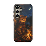 Campfire Cat Phone Case, Marshmallow Night Painterly Cover