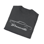 1965 Bonneville Classic Car Outline T-Shirt Line Art Silhouette Emblem Car Fan Gift