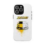 Z06 Corvette Phone Case, Yellow Sketch Reveal Chrome Cover